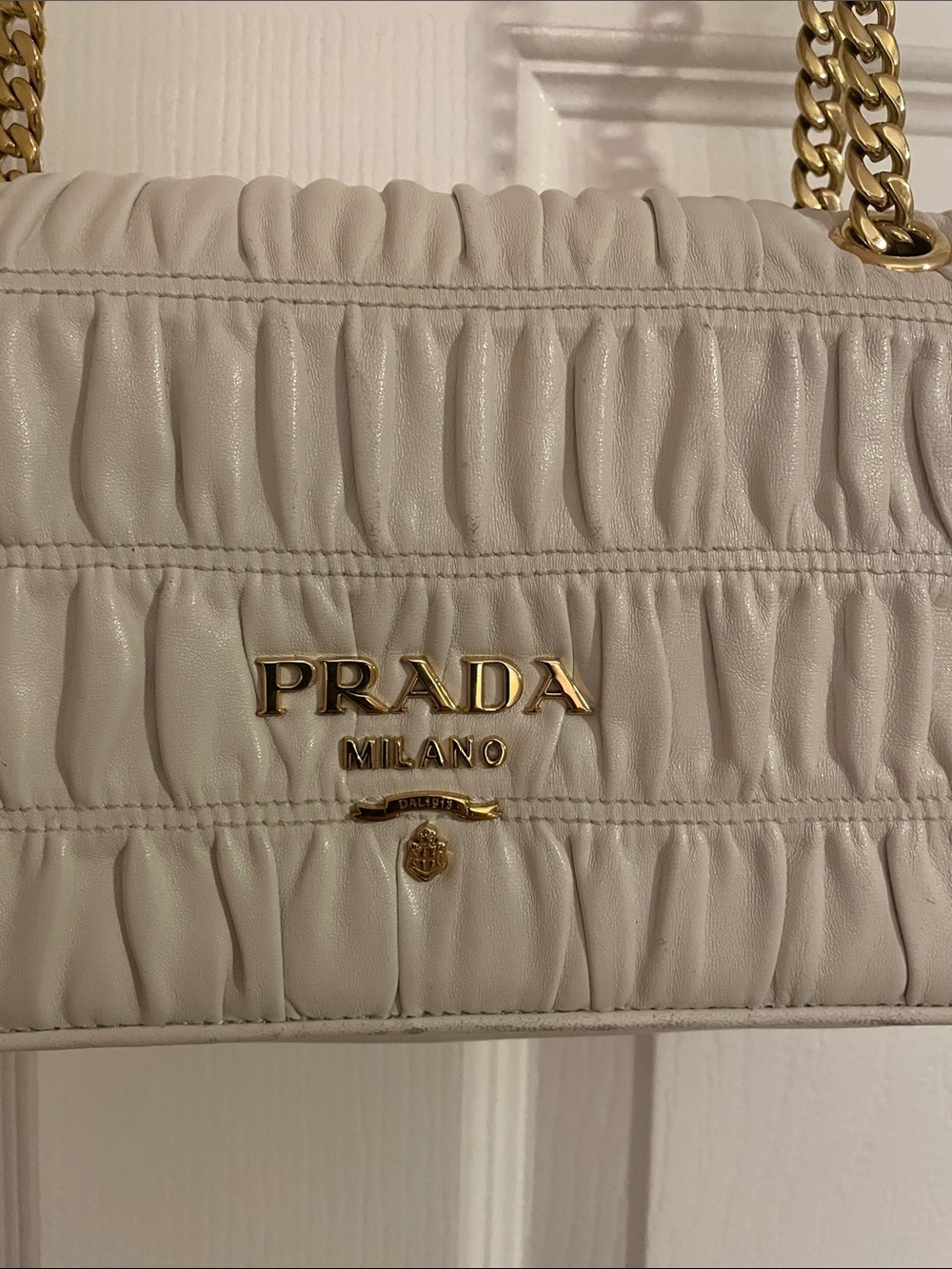 Prada Cream Quilted Chain Crossbody Bag - Picture 2 of 7